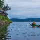 Peaceful shoreline paddling on one of our single day sea kayak tours bc