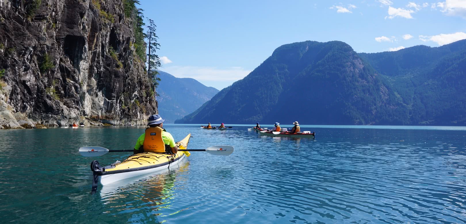 Our 7 day multi-day kayak tours paddle into Toba Inlet and move camps every day, unique among British Columbia kayak tours