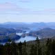 A photo of the islands and passages of Desolation Sound BC taken from above Okeover Inlet