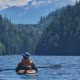 A kayaker sitting and enjoying the view on one of our 7 day sea kayak expeditions in Pryce Channel