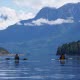 Paddling towards Homfray Channel from Desolation Sound on one of our sea kayak expeditions