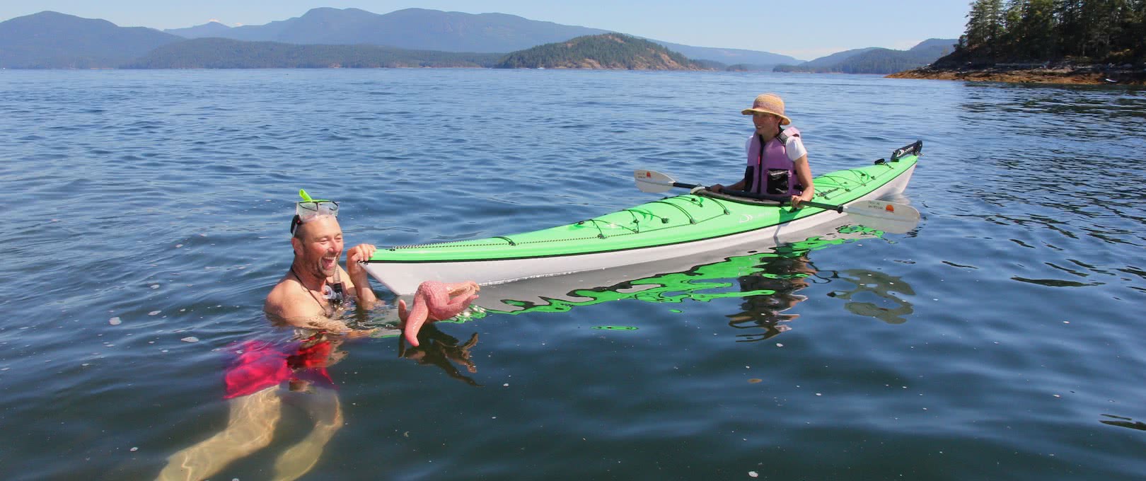 A Pink Star found by a snorkeller on on of our Desolation Sound kayak tours