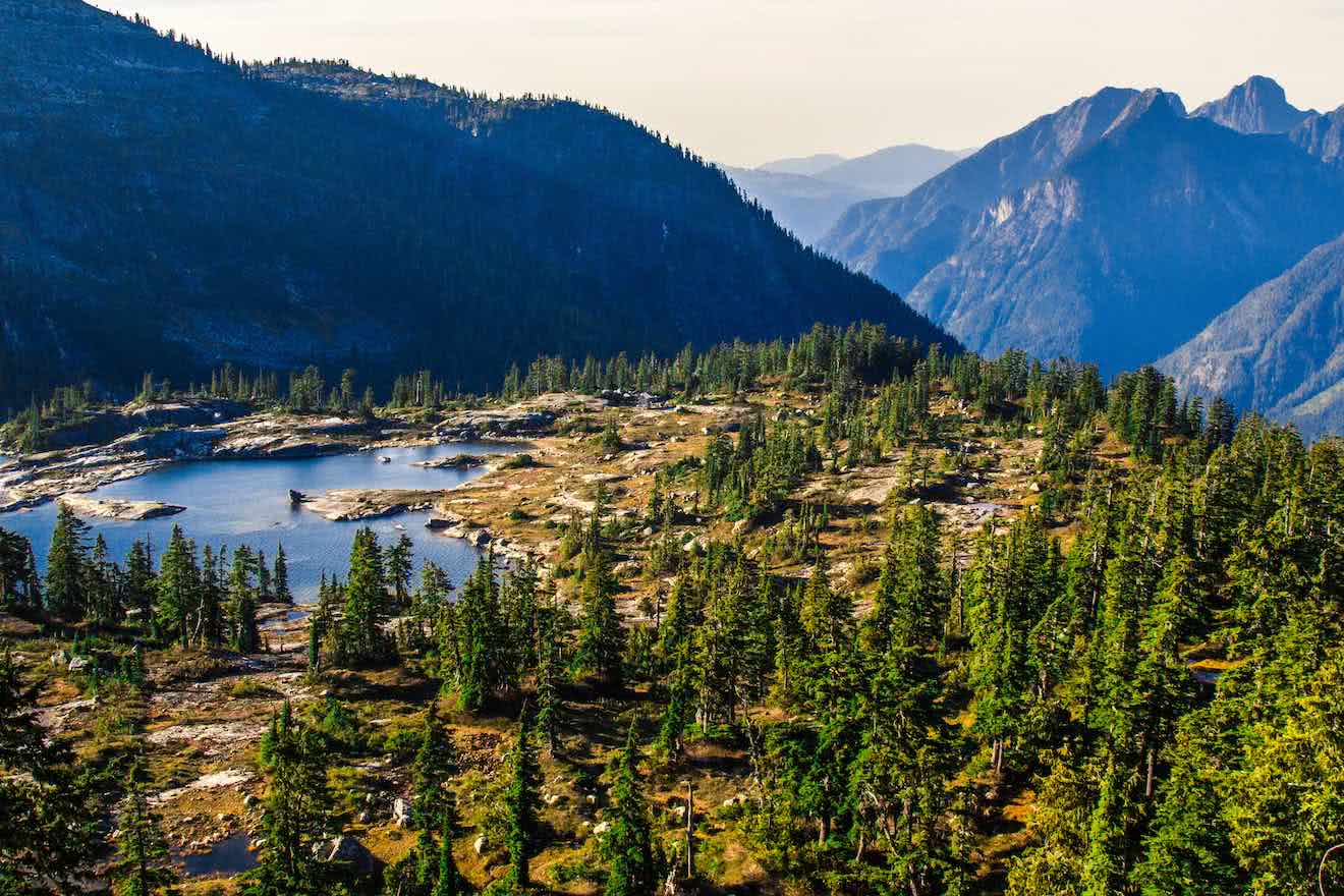 Powell River Hiking Trails include backcountry huts like this one at Emma Lake