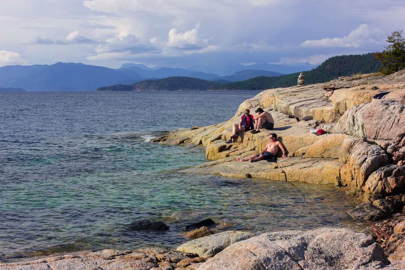 Relaxing after a swim in Desolation Sound