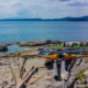 kayaks resting on logs