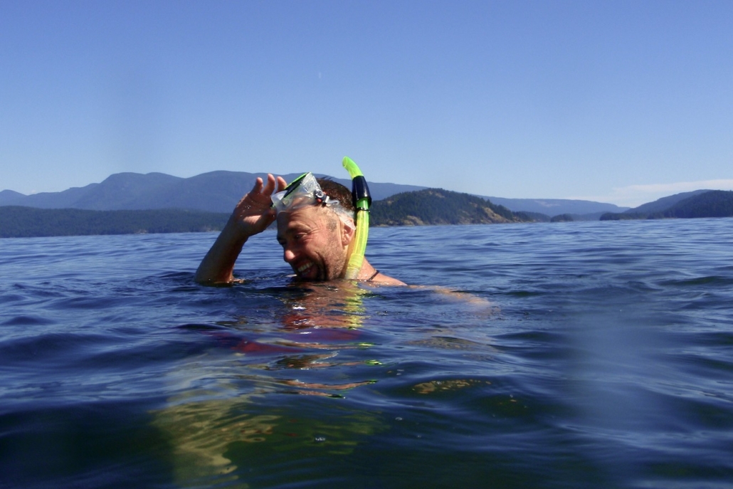 Snorkelling in the warm ocean temperatures of Desolation Sound