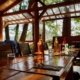 The dinner table in the Cabana Cafe is set for the evening meal