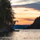 An orange sunset in Desolation Sound taken from the Martin Islands campsite