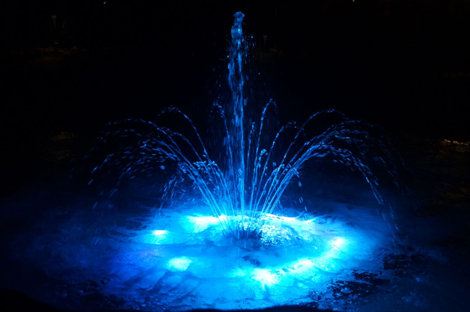 fountain in blue light