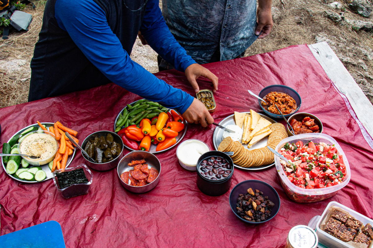 snacks on a blanket